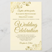 Papier Dentelle dorée sur carton ivoire, Faire-part de ma (Devant)