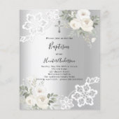 Papier Dentelles blanches en argent invitation au baptême (Devant)
