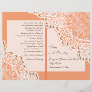 Papier Dentelles blanches & perles corail orange programm