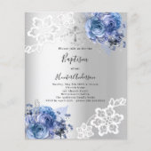 Papier Dentelles bleu argenté invitation au baptême (Devant)