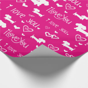 Papier d'enveloppe de cadeau d'amour de coeurs de