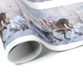 Papier d'enveloppe de cadeau de chevaux de Noël (Coin rond)