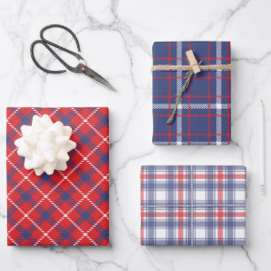 Papier d'enveloppement à plis rouge, blanc et bleu