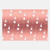 Papier d'enveloppement à thème de vin - Or Rose (Devant 3)