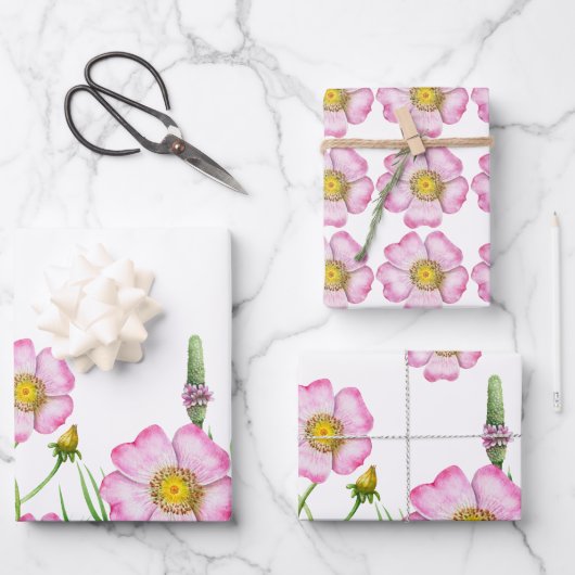 Papier d'enveloppement baby shower en fleur (Recto)