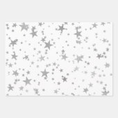 Papier d'enveloppement blanc et argenté étoile cél (Devant)