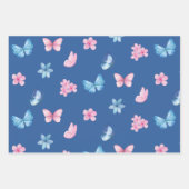 Papier d'enveloppement bleu aquarelle papillon (Devant 2)