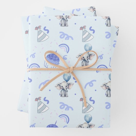 Papier d'enveloppement Bleu Bébé (ensemble de 3 fe (En situation)