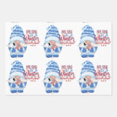 Papier d'enveloppement bleu, blanc et rouge hiver  (Devant 2)