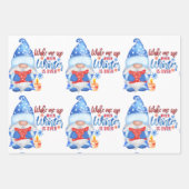 Papier d'enveloppement bleu, blanc et rouge hiver  (Devant)