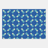 Papier d'enveloppement bleu et vert 5e anniversair (Devant)