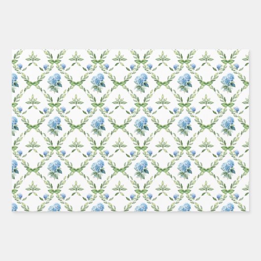 Papier d'enveloppement bleu Hydrangea (Devant 3)