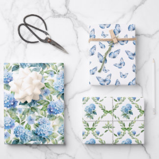 Papier d'enveloppement bleu Hydrangea
