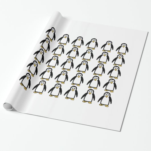 Papier d'enveloppement cadeau de pingouins (Déroulé)
