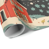 Papier d'enveloppement cadeau Festive Village ench (Coin rond)