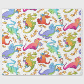 Papier d'enveloppement cadeau pour dragons colorés (Plat)