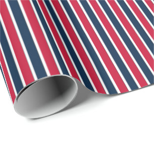 Papier d'enveloppement cadeau rayé-Rouge-Blanc-Ble