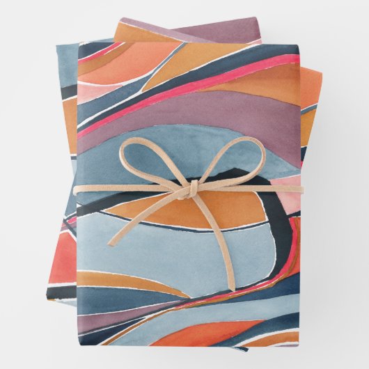 Papier d'enveloppement coloré Abstrait (En situation)
