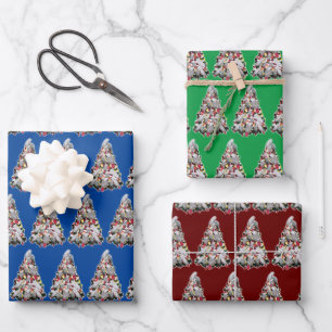 Papier d'enveloppement d'arbre de Noël de perroque