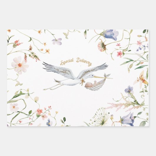 Papier d'enveloppement de Baby shower de ruban Fle (Devant)