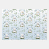 Papier d'enveloppement de Baby shower floral bleu  (Devant)