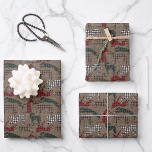 Papier d'enveloppement de Burlap de Noël de Greyho