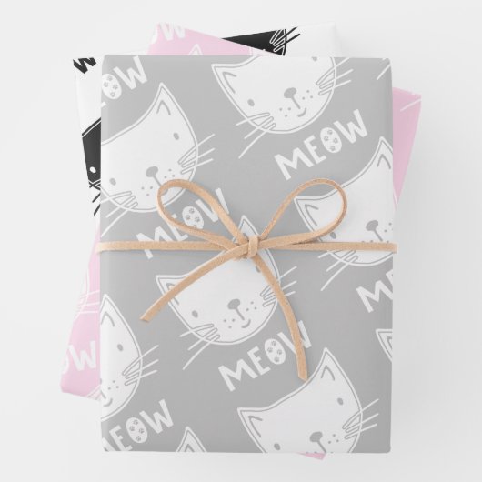 Papier d'enveloppement de chats mignonne Fille ros (En situation)