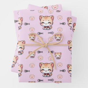 Papier d'enveloppement de chats roses