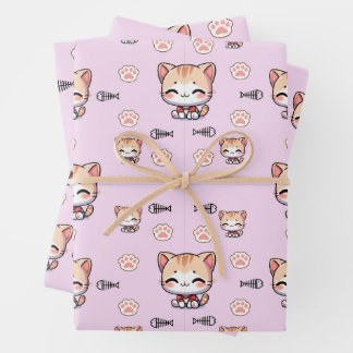 Papier d'enveloppement de chats roses
