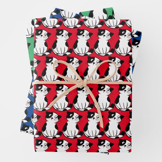 Papier d'enveloppement de conception Tuxedo Kitty  (En situation)