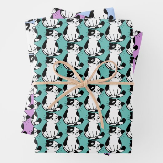 Papier d'enveloppement de conception Tuxedo Kitty  (En situation)