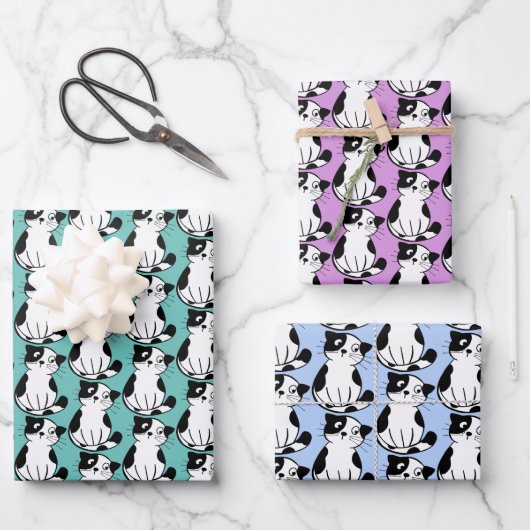 Papier d'enveloppement de conception Tuxedo Kitty (Recto)