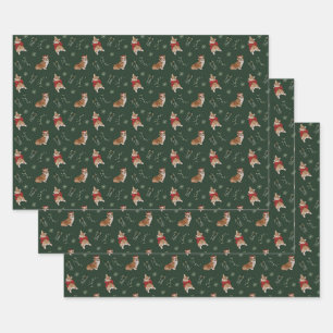 Papier d'enveloppement de corgi saisonnier