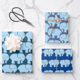 Papier d'enveloppement de design Blue Elephants