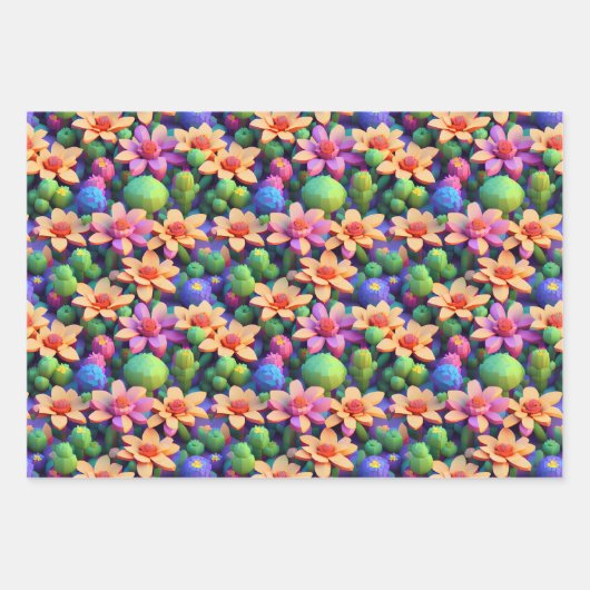 Papier d'enveloppement de fleurs - Voxel multicolo (Devant)