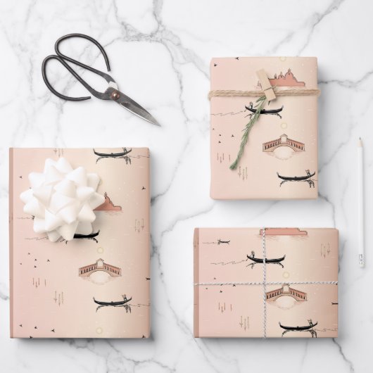 Papier d'enveloppement de jour de Venice Gondolas (Recto)