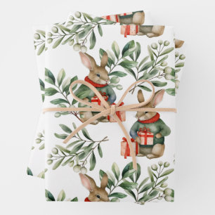 Papier d'enveloppement de lapin de Noël