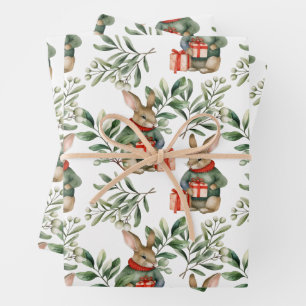 Papier d'enveloppement de lapin de Noël Vintage