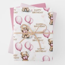 Papier d'enveloppement de l'ours rose Teddy