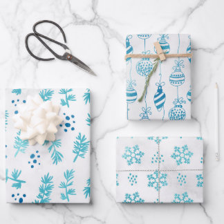 Papier d'enveloppement de Noël bleu Icy
