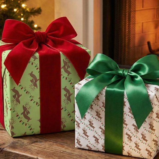 Papier d'enveloppement de Noël Dachshund - Deux st