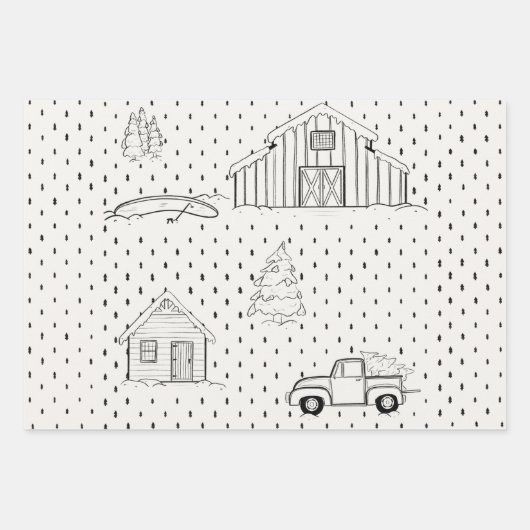 Papier d'enveloppement de Noël de la ferme (Devant)