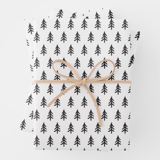 Papier d'enveloppement de Noël de pin blanc noir (En situation)