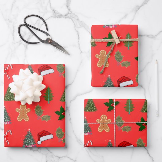 Papier d'enveloppement de Noël festif (Recto)