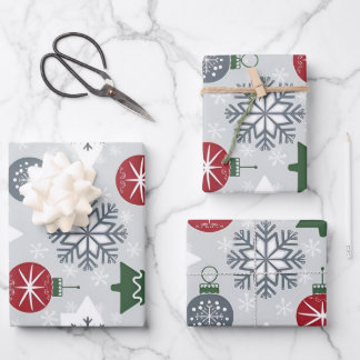 Papier d'enveloppement de Noël festif avec flocons