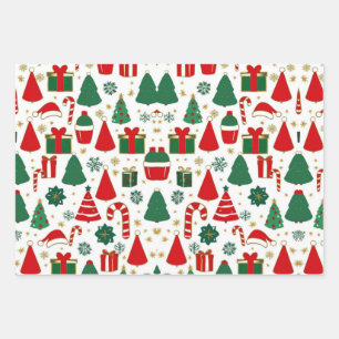 Papier d'enveloppement de Noël festif série de 3