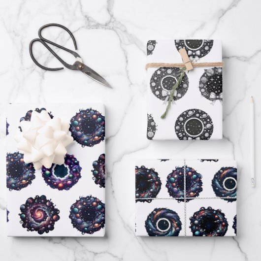Papier d'enveloppement de Noël galactique - Célest (Recto)