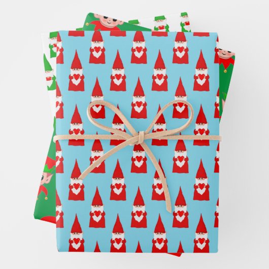 Papier d'enveloppement de Noël Gnomes & Elfes (En situation)