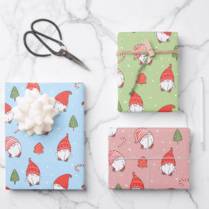 Papier d'enveloppement de Noël Gnomes série de 3