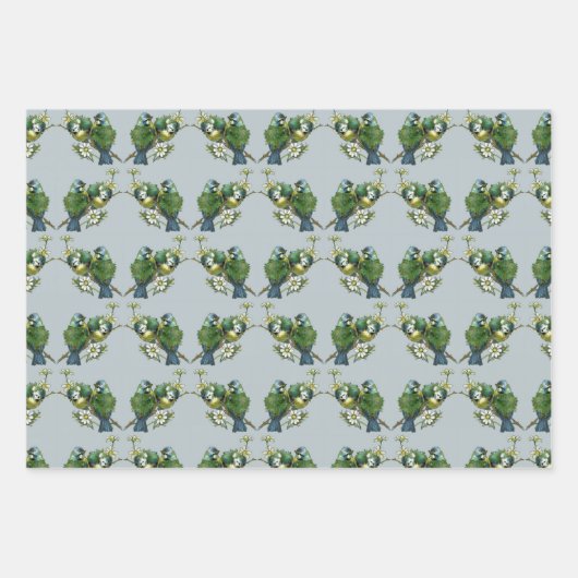 Papier d'enveloppement de Noël Inséparables (Devant 3)